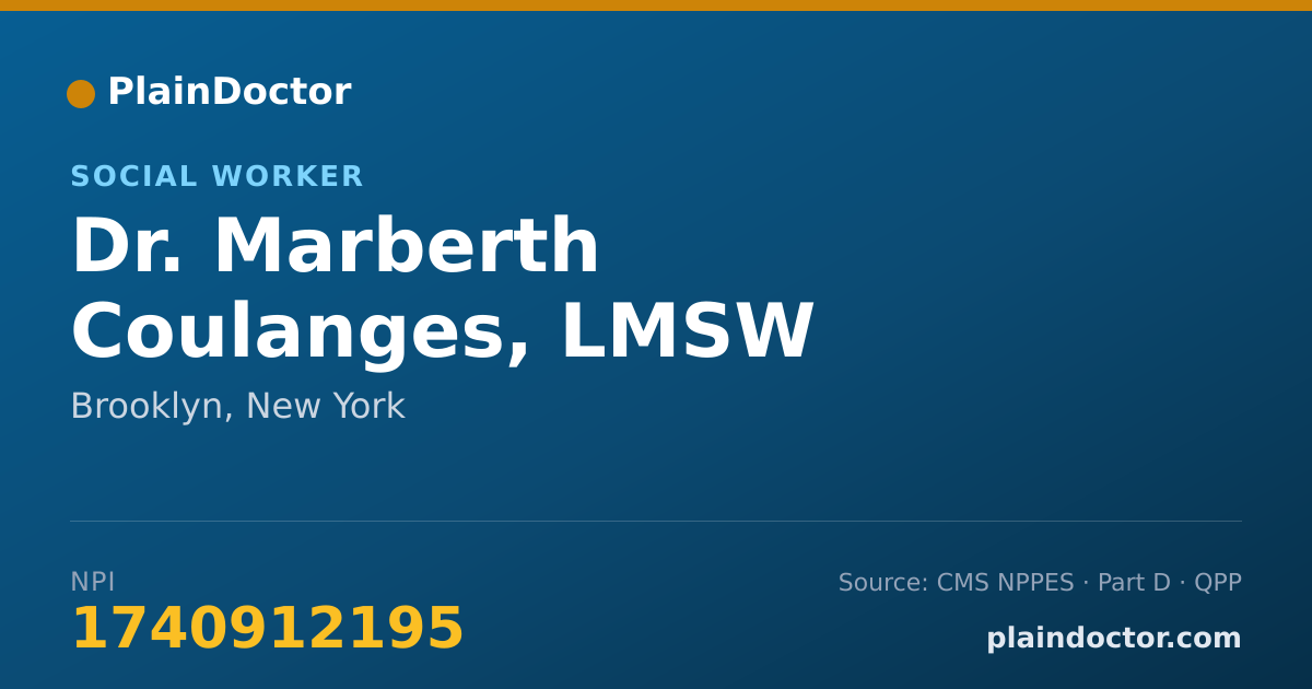 Shareable card for Marberth Coulanges, LMSW - Social Worker, Brooklyn, NY