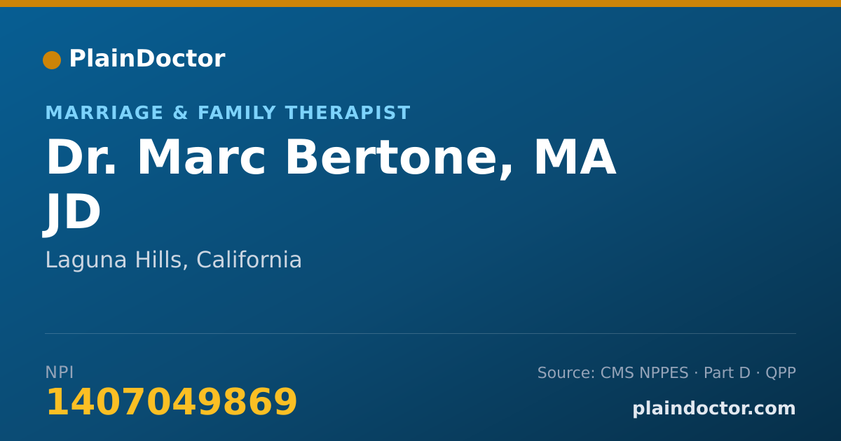 Shareable card for Marc Bertone, MA JD - Marriage & Family Therapist, Laguna Hills, CA