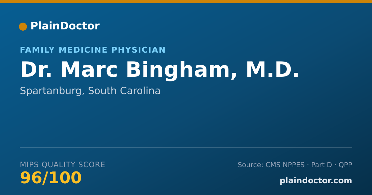 Shareable card for Marc Bingham, M.D. - Family Medicine Physician, Spartanburg, SC