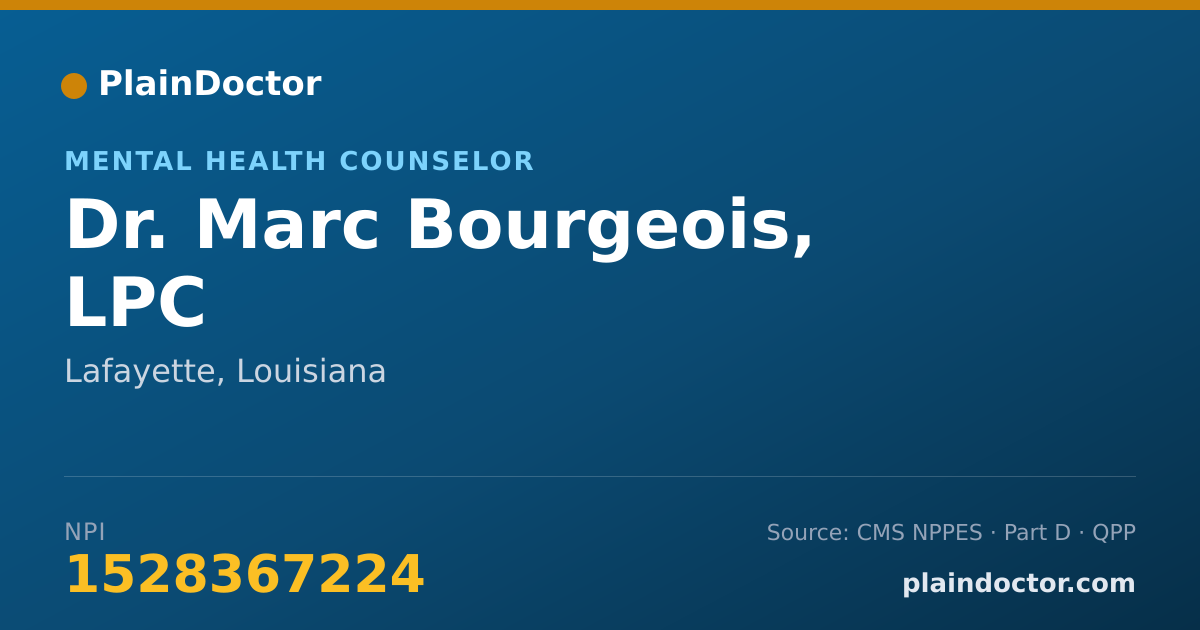 Shareable card for Marc Bourgeois, LPC - Mental Health Counselor, Lafayette, LA