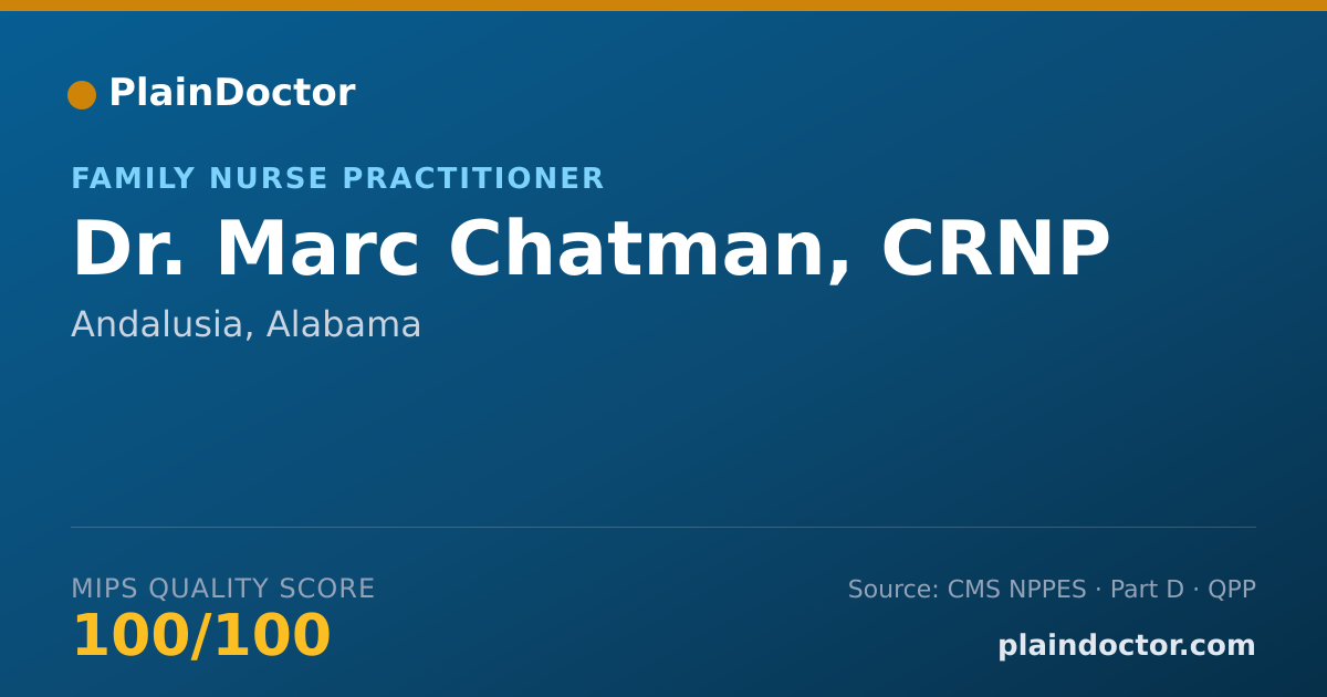 Shareable card for Marc Chatman, CRNP - Family Nurse Practitioner, Andalusia, AL