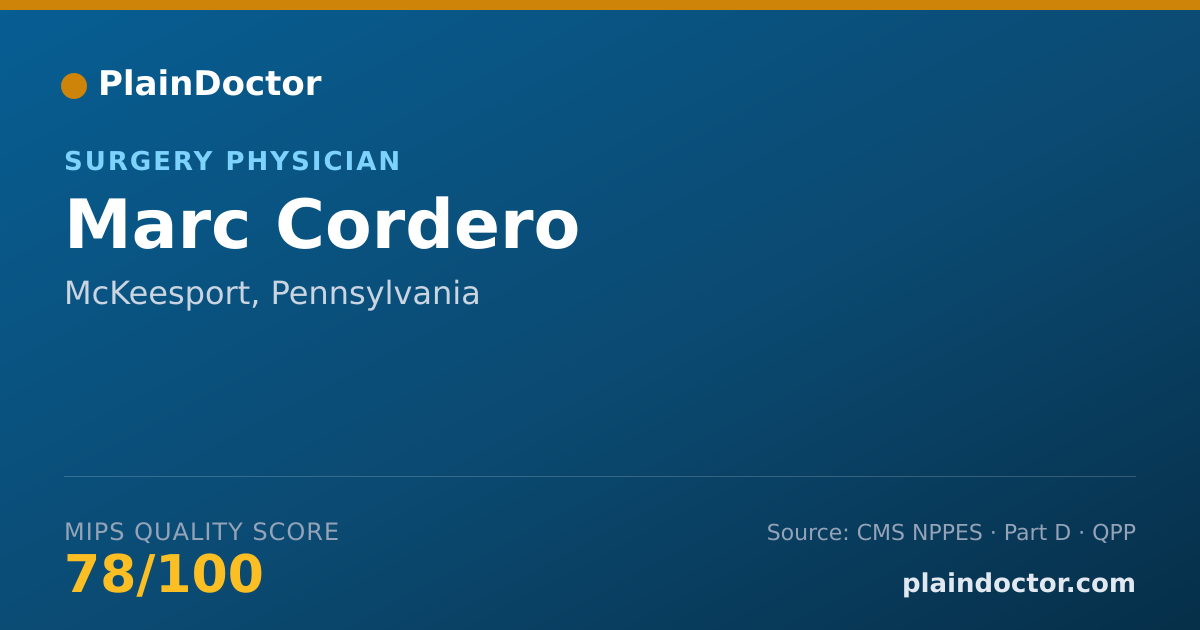 Shareable card for Marc Cordero - Surgery Physician, McKeesport, PA