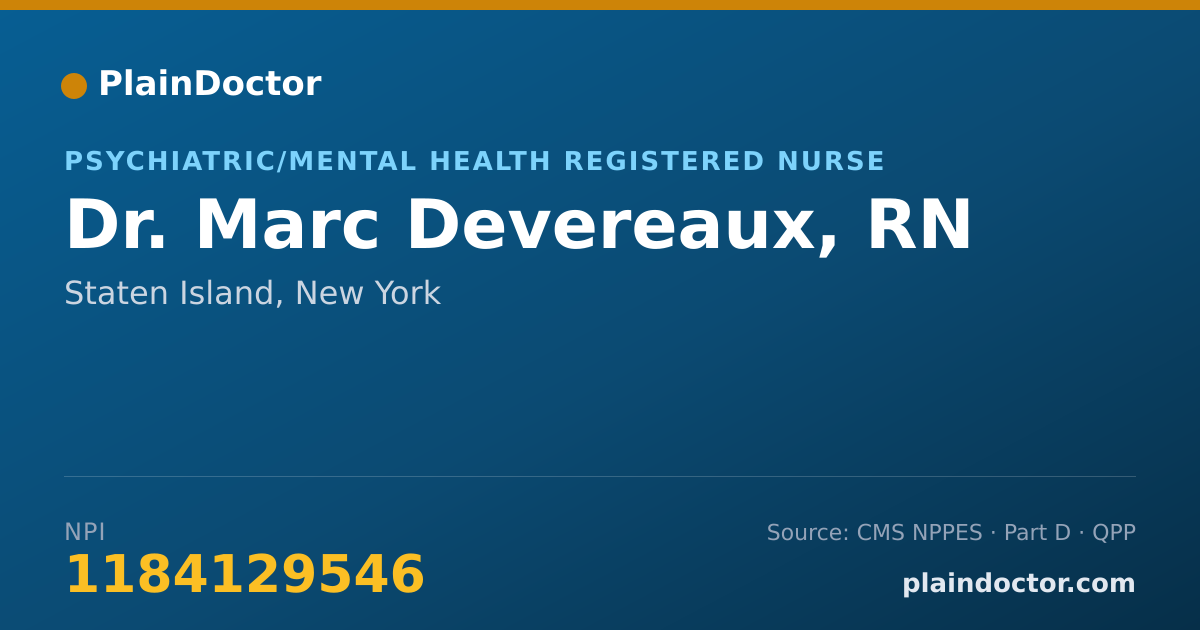 Shareable card for Marc Devereaux, RN - Psychiatric/Mental Health Registered Nurse, Staten Island, NY
