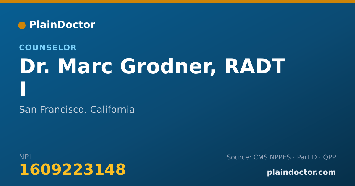 Shareable card for Marc Grodner, RADT I - Counselor, San Francisco, CA