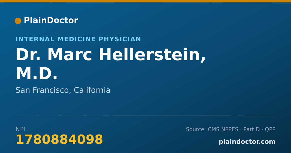 Shareable card for Marc Hellerstein, M.D. - Internal Medicine Physician, San Francisco, CA