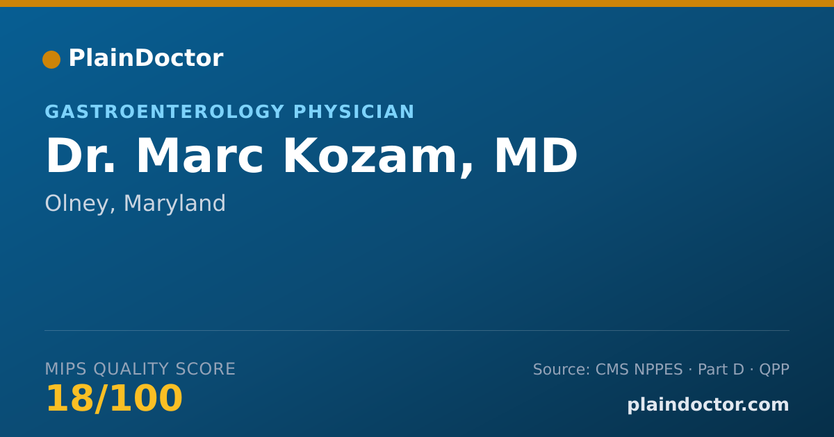 Shareable card for Marc Kozam, MD - Gastroenterology Physician, Olney, MD