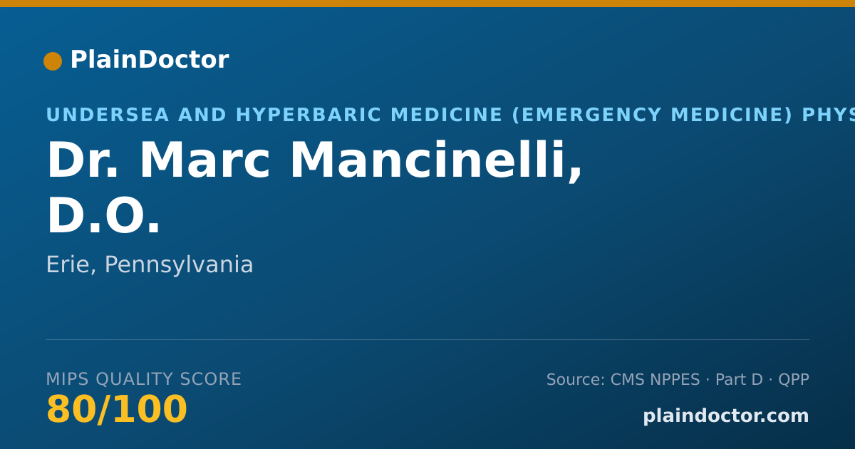 Shareable card for Marc Mancinelli, D.O. - Undersea and Hyperbaric Medicine (Emergency Medicine) Physician, Erie, PA