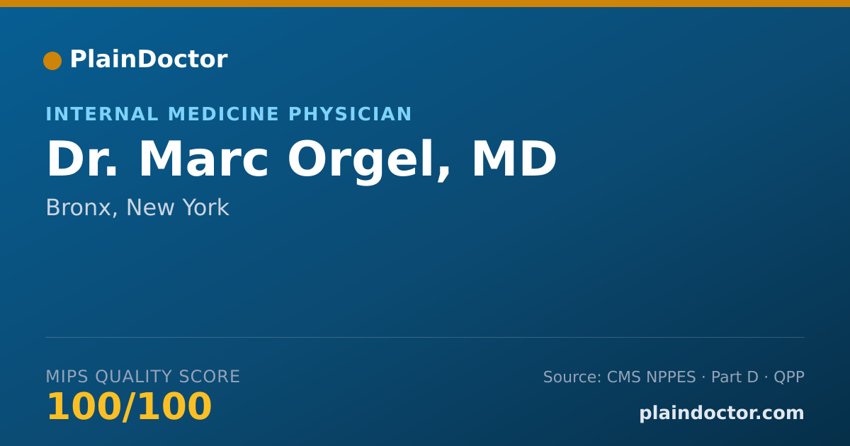Shareable card for Marc Orgel, MD - Internal Medicine Physician, Bronx, NY