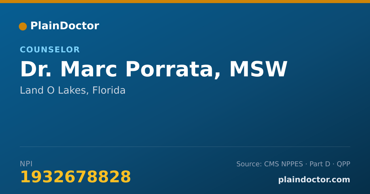 Shareable card for Marc Porrata, MSW - Counselor, Land O Lakes, FL