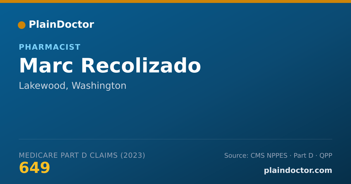 Shareable card for Marc Recolizado - Pharmacist, Lakewood, WA