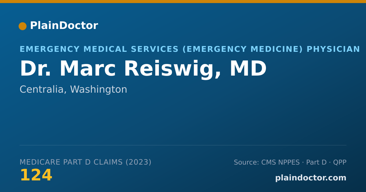 Shareable card for Marc Reiswig, MD - Emergency Medical Services (Emergency Medicine) Physician, Centralia, WA