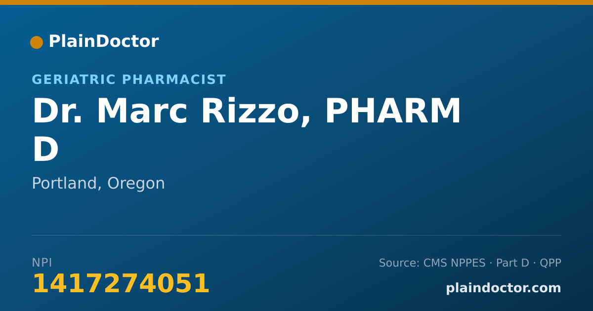 Shareable card for Marc Rizzo, PHARM D - Geriatric Pharmacist, Portland, OR