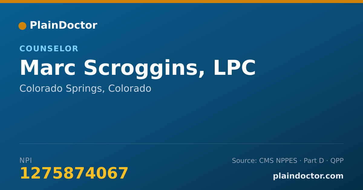 Shareable card for Marc Scroggins, LPC - Counselor, Colorado Springs, CO