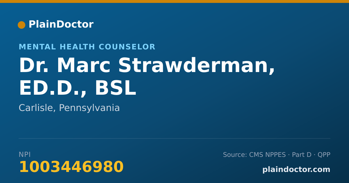 Shareable card for Marc Strawderman, ED.D., BSL - Mental Health Counselor, Carlisle, PA