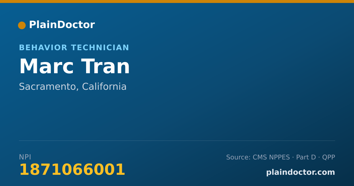 Shareable card for Marc Tran - Behavior Technician, Sacramento, CA
