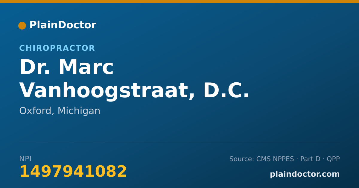 Shareable card for Marc Vanhoogstraat, D.C. - Chiropractor, Oxford, MI