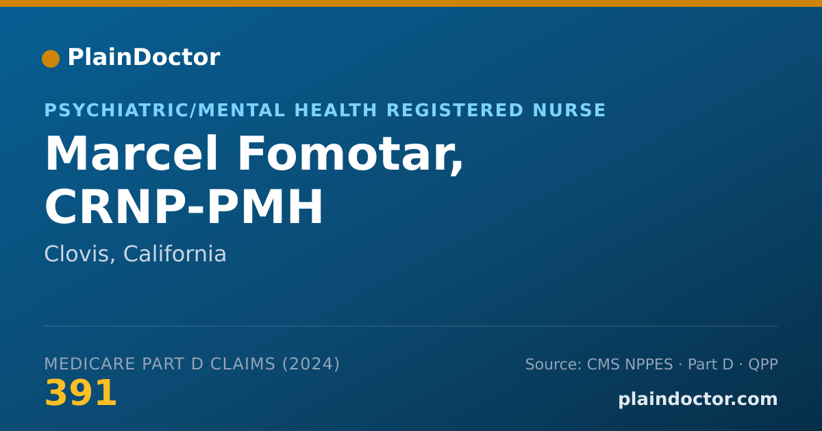 Shareable card for Marcel Fomotar, CRNP-PMH - Psychiatric/Mental Health Registered Nurse, Clovis, CA