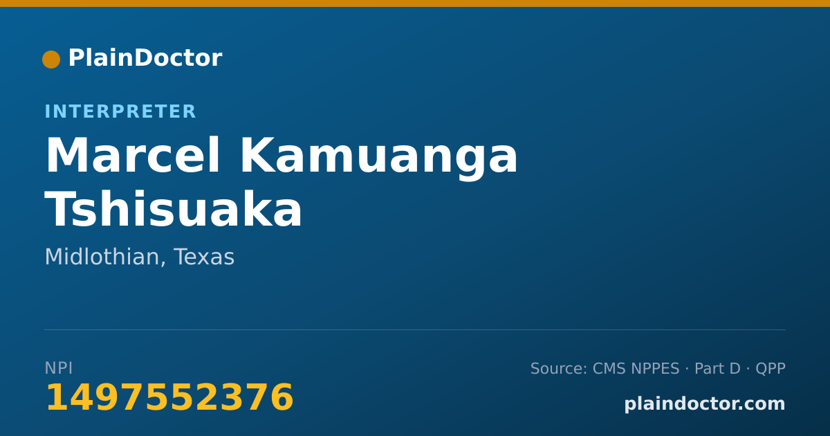 Shareable card for Marcel Kamuanga Tshisuaka - Interpreter, Midlothian, TX