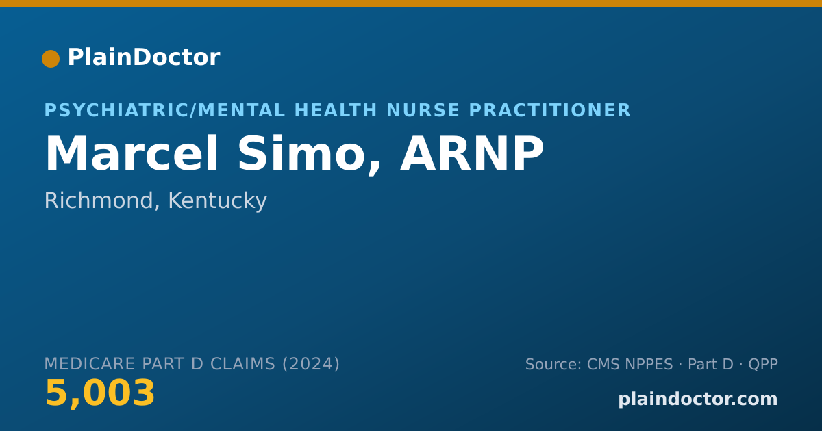 Shareable card for Marcel Simo, ARNP - Psychiatric/Mental Health Nurse Practitioner, Richmond, KY