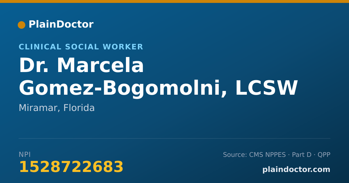 Shareable card for Marcela Gomez-Bogomolni, LCSW - Clinical Social Worker, Miramar, FL