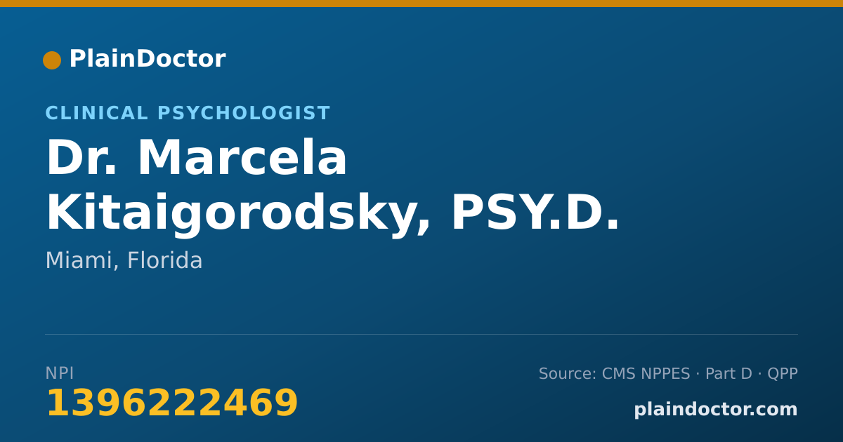 Shareable card for Marcela Kitaigorodsky, PSY.D.  PHD - Clinical Psychologist, Miami, FL