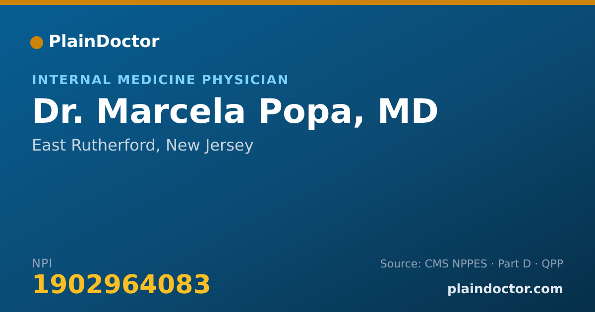 Shareable card for Marcela Popa, MD - Internal Medicine Physician, East Rutherford, NJ