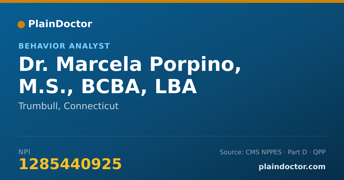 Shareable card for Marcela Porpino, M.S., BCBA, LBA - Behavior Analyst, Trumbull, CT