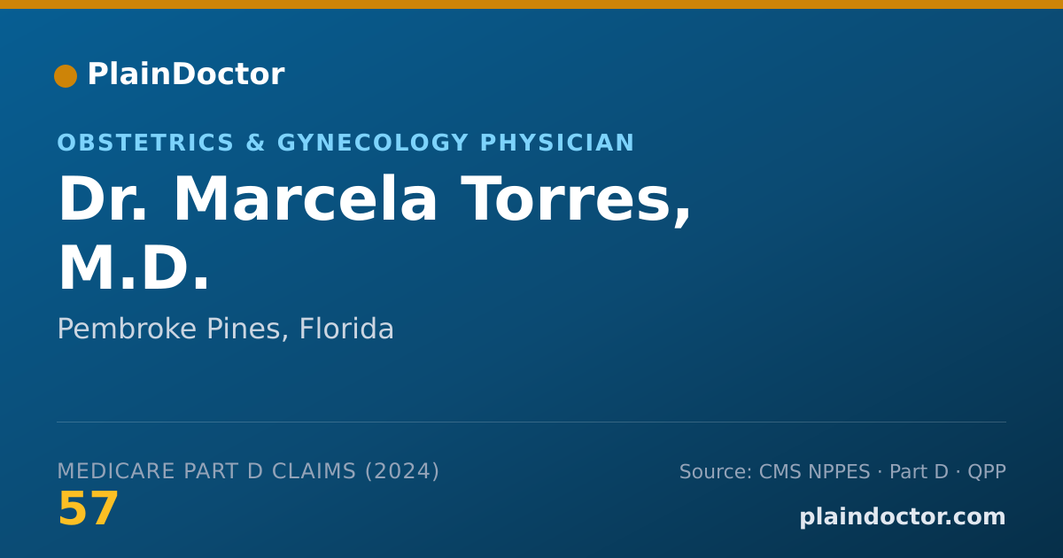 Shareable card for Marcela Torres, M.D. - Obstetrics & Gynecology Physician, Pembroke Pines, FL
