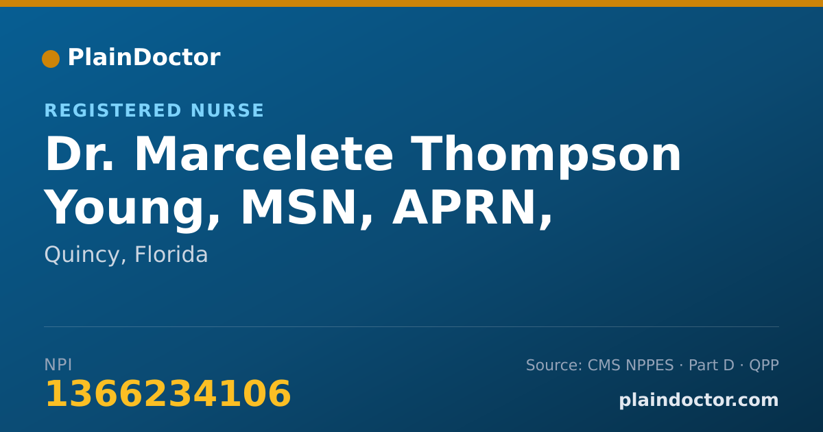 Shareable card for Marcelete Thompson Young, MSN, APRN, AGPCNP-C - Registered Nurse, Quincy, FL
