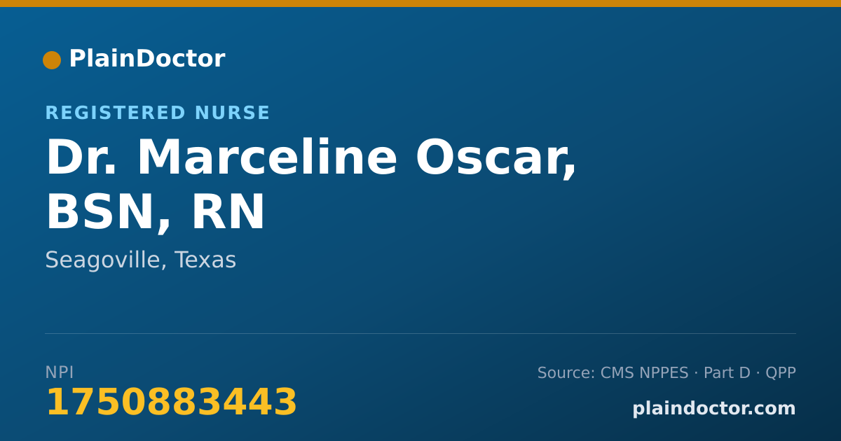Shareable card for Marceline Oscar, BSN, RN - Registered Nurse, Seagoville, TX