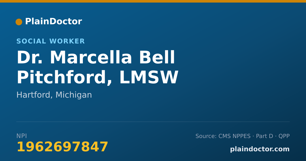 Shareable card for Marcella Bell Pitchford, LMSW - Social Worker, Hartford, MI