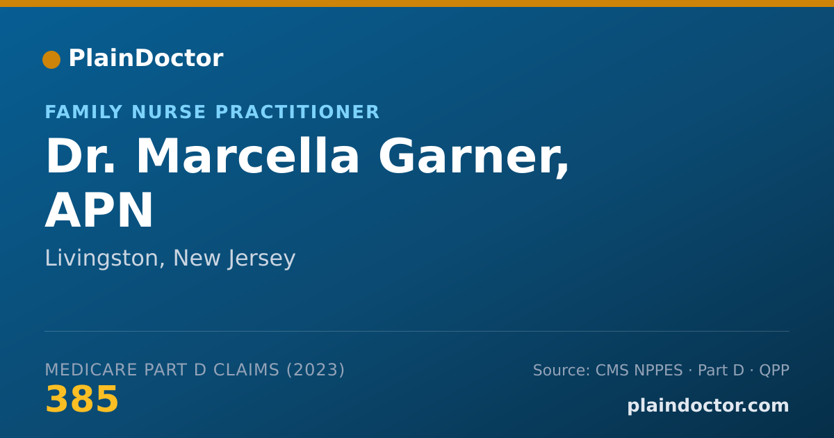 Shareable card for Marcella Garner, APN - Family Nurse Practitioner, Livingston, NJ