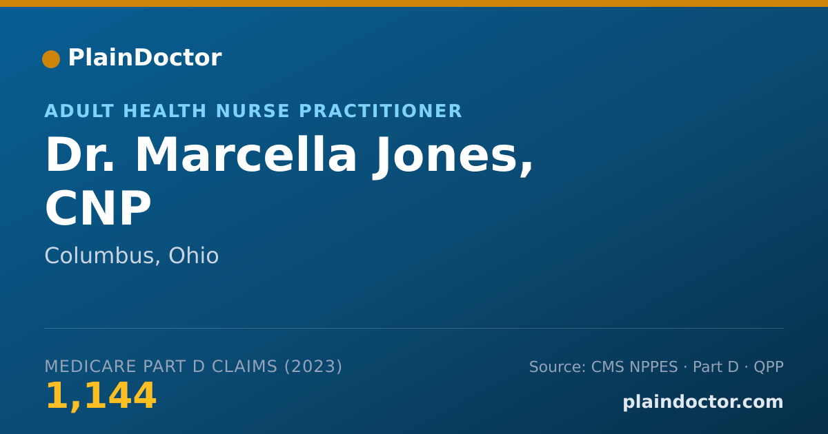 Shareable card for Marcella Jones, CNP - Adult Health Nurse Practitioner, Columbus, OH