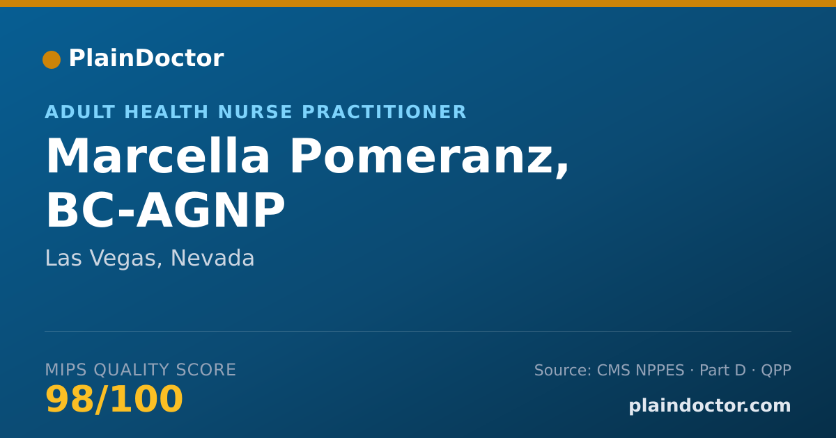 Shareable card for Marcella Pomeranz, BC-AGNP - Adult Health Nurse Practitioner, Las Vegas, NV