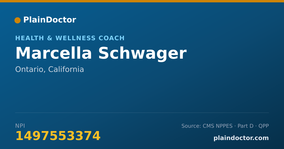 Shareable card for Marcella Schwager - Health & Wellness Coach, Ontario, CA