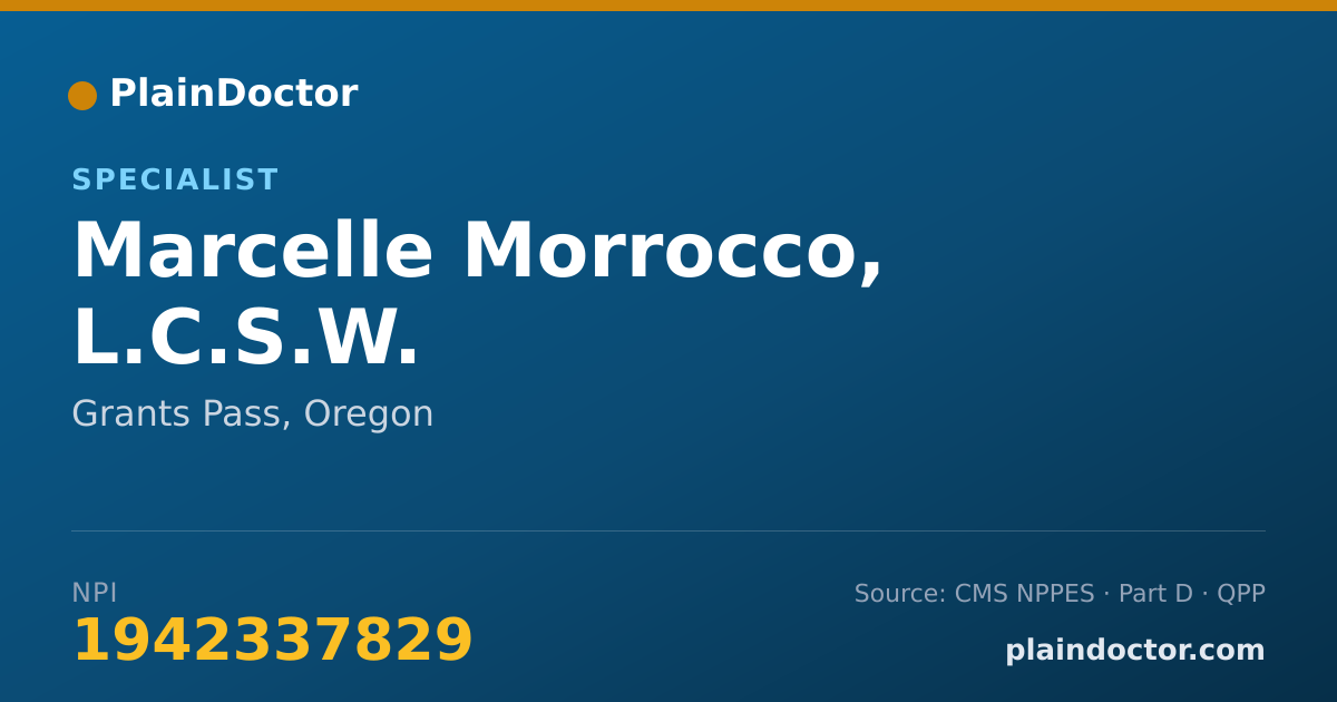 Shareable card for Marcelle Morrocco, L.C.S.W. - Specialist, Grants Pass, OR
