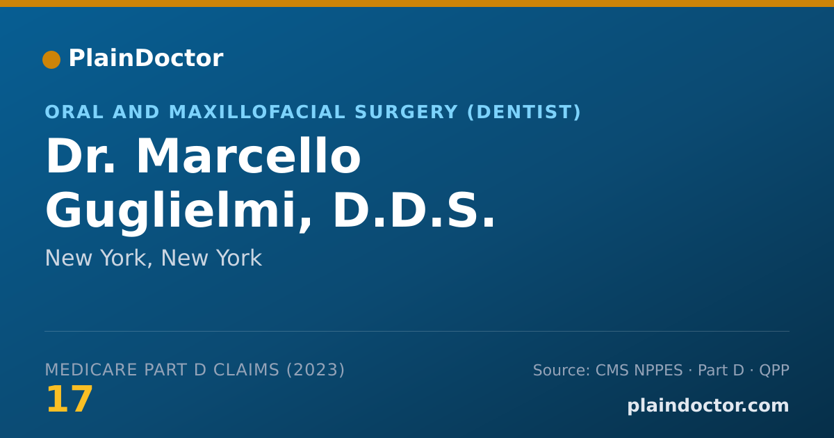 Shareable card for Marcello Guglielmi, D.D.S. - Oral and Maxillofacial Surgery (Dentist), New York, NY