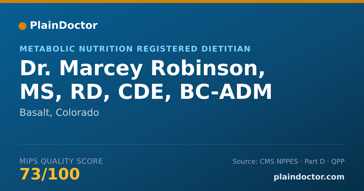 Shareable card for Marcey Robinson, MS, RD, CDE, BC-ADM - Metabolic Nutrition Registered Dietitian, Basalt, CO
