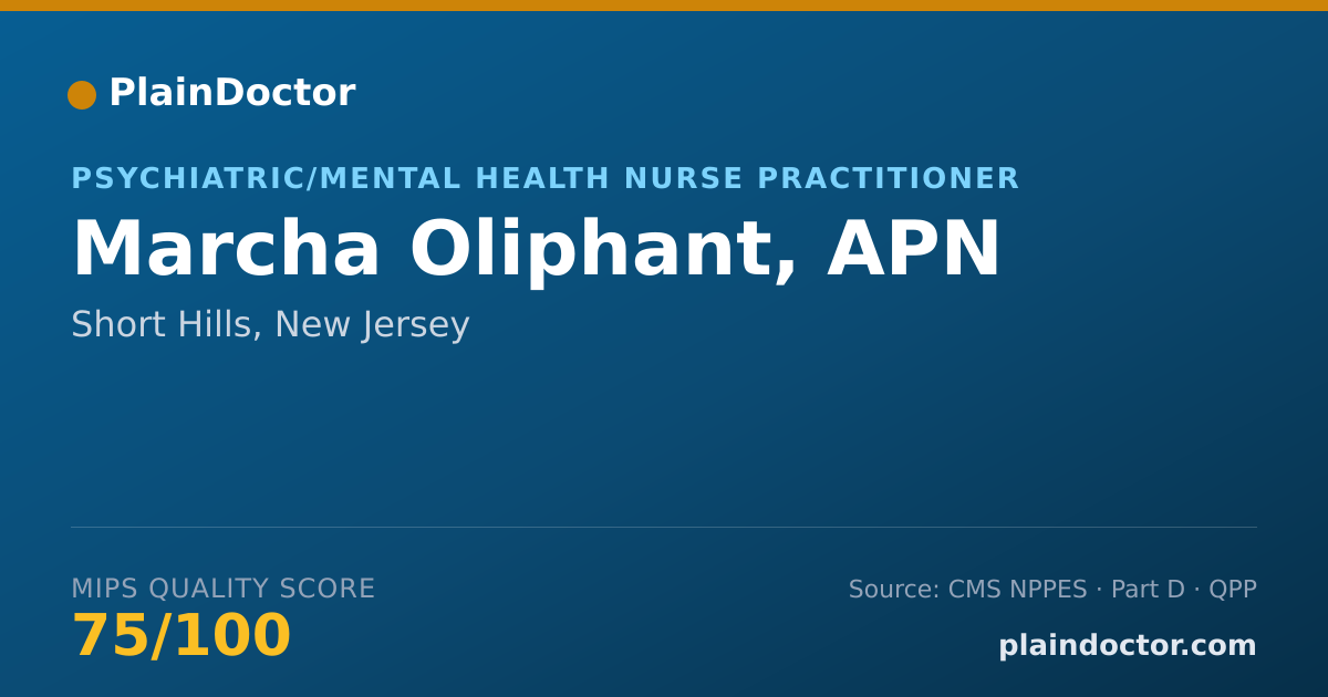 Shareable card for Marcha Oliphant, APN - Psychiatric/Mental Health Nurse Practitioner, Short Hills, NJ