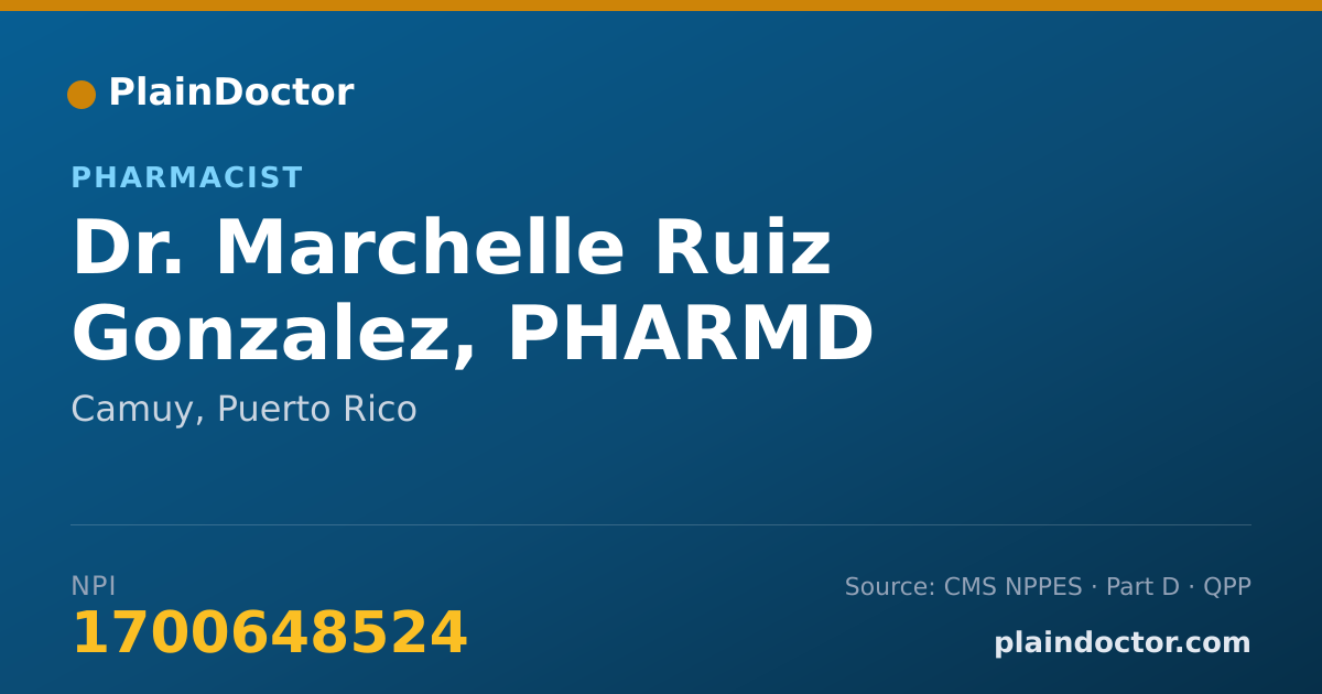 Shareable card for Marchelle Ruiz Gonzalez, PHARMD - Pharmacist, Camuy, PR