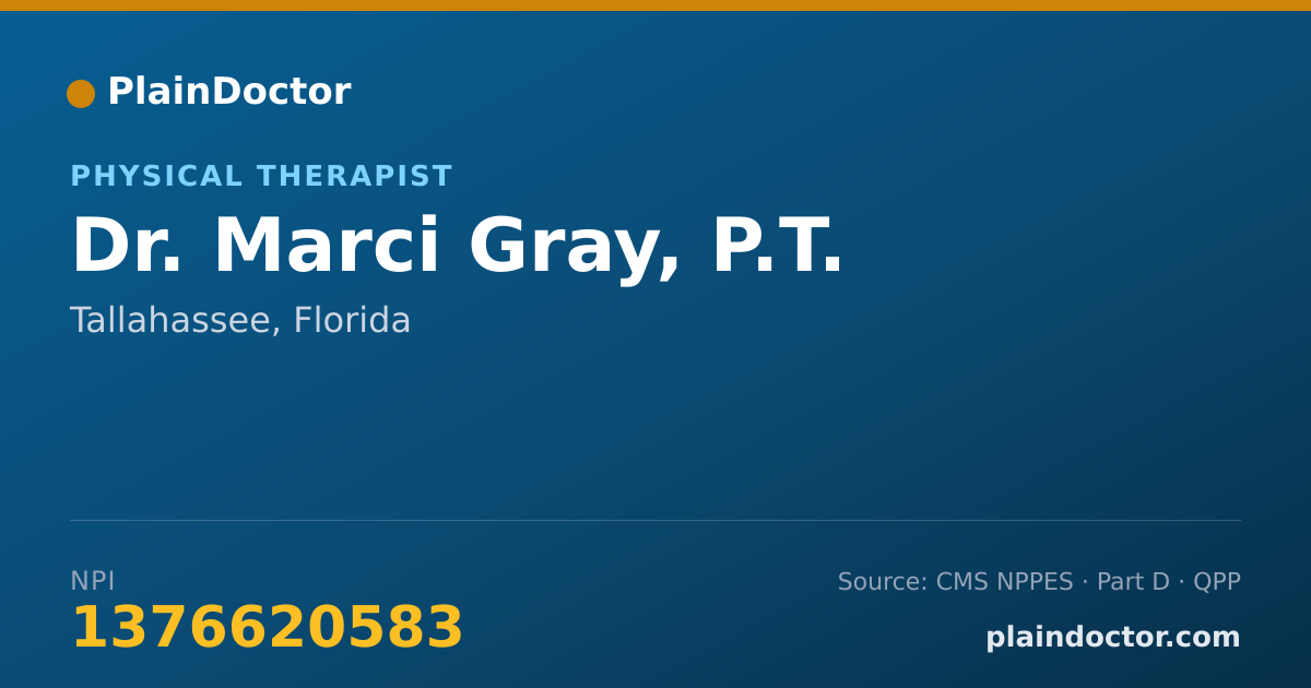 Shareable card for Marci Gray, P.T. - Physical Therapist, Tallahassee, FL