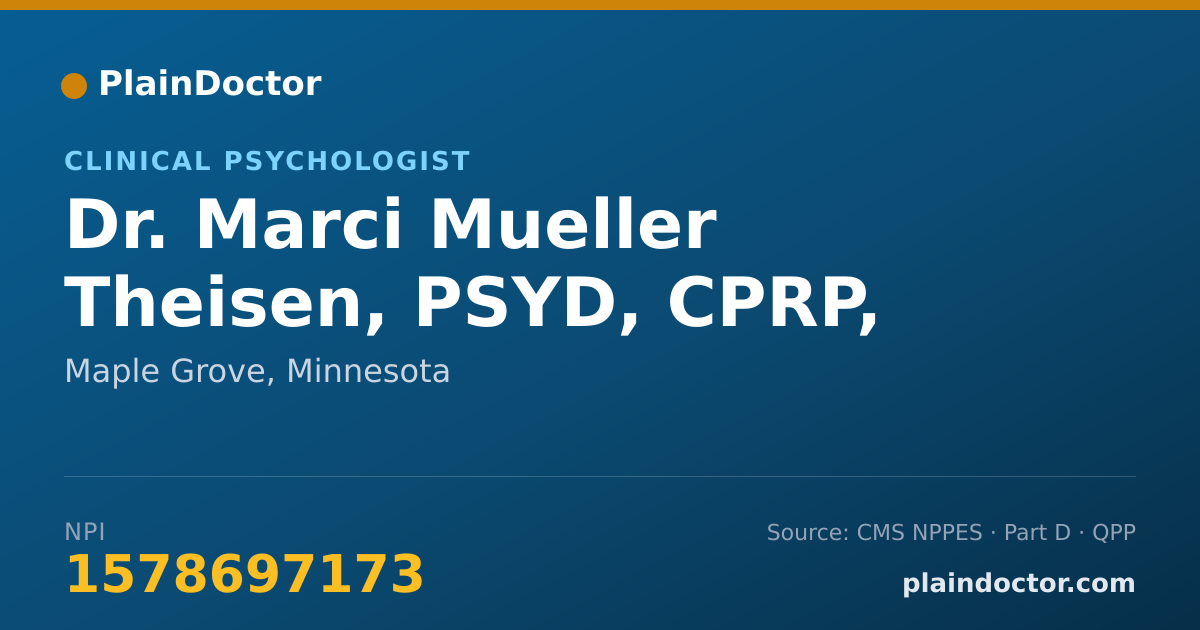 Shareable card for Marci Mueller Theisen, PSYD, CPRP, LP - Clinical Psychologist, Maple Grove, MN