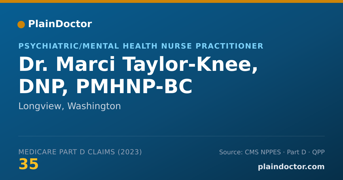 Shareable card for Marci Taylor-Knee, DNP, PMHNP-BC - Psychiatric/Mental Health Nurse Practitioner, Longview, WA