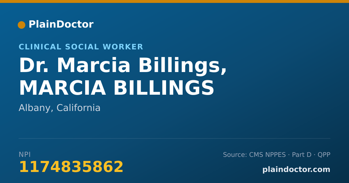 Shareable card for Marcia Billings, MARCIA BILLINGS - Clinical Social Worker, Albany, CA