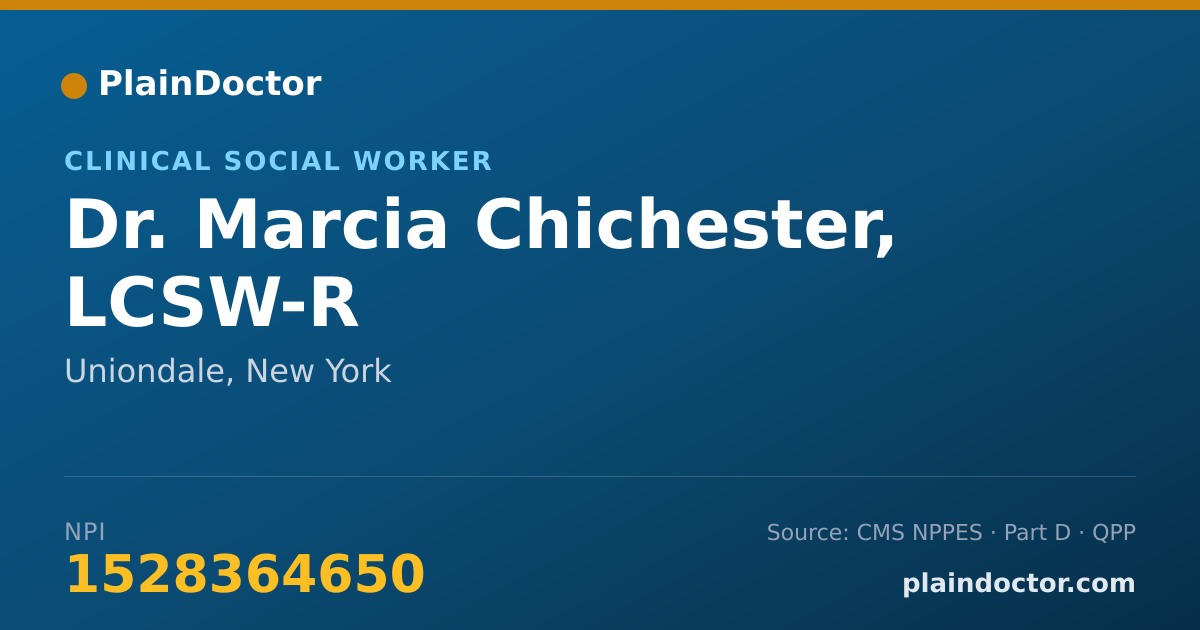 Shareable card for Marcia Chichester, LCSW-R - Clinical Social Worker, Uniondale, NY