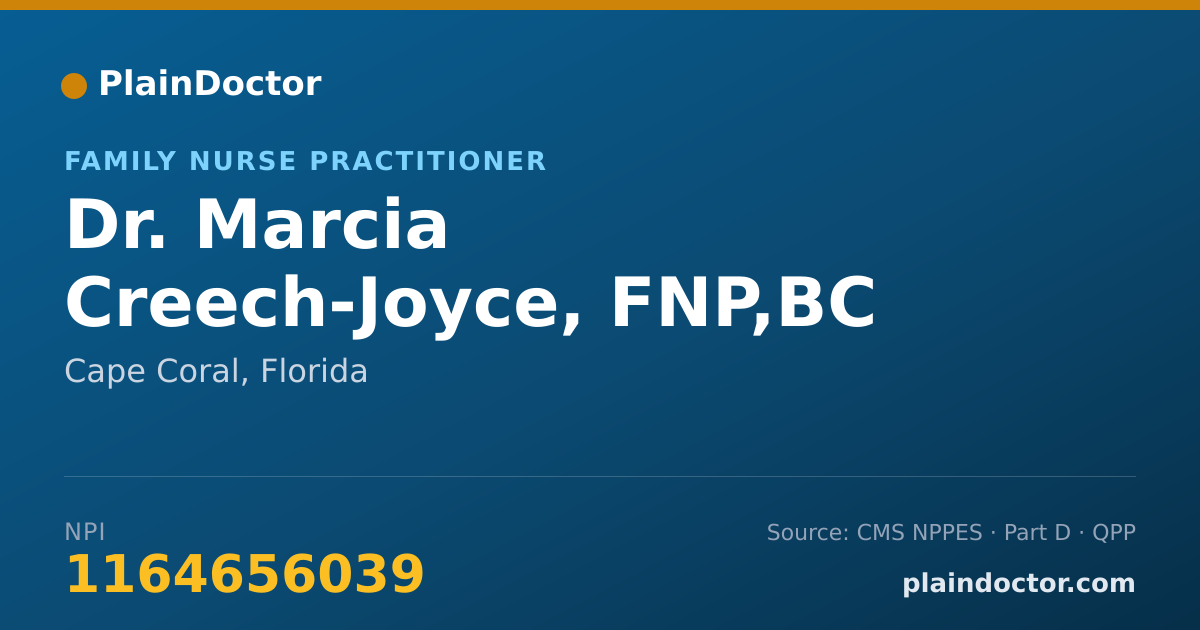 Shareable card for Marcia Creech-Joyce, FNP,BC - Family Nurse Practitioner, Cape Coral, FL