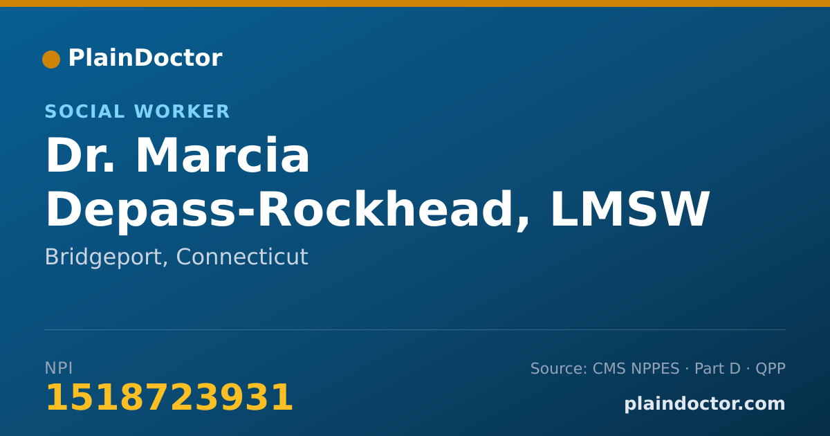 Shareable card for Marcia Depass-Rockhead, LMSW - Social Worker, Bridgeport, CT