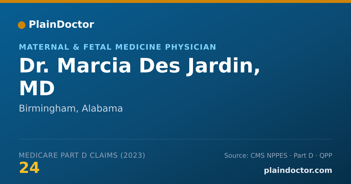 Shareable card for Marcia Des Jardin, MD - Maternal & Fetal Medicine Physician, Birmingham, AL