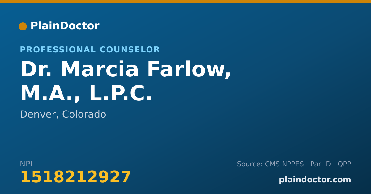 Shareable card for Marcia Farlow, M.A., L.P.C. - Professional Counselor, Denver, CO