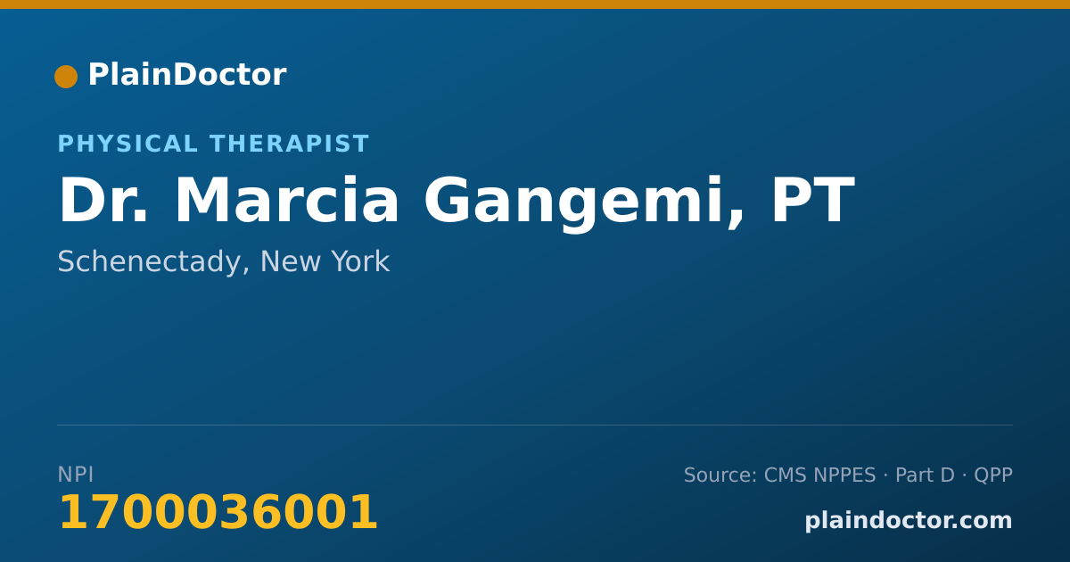Shareable card for Marcia Gangemi, PT - Physical Therapist, Schenectady, NY